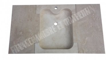 1160 -Travertin Classique Evier 70x50 cm avec 2 Tablette